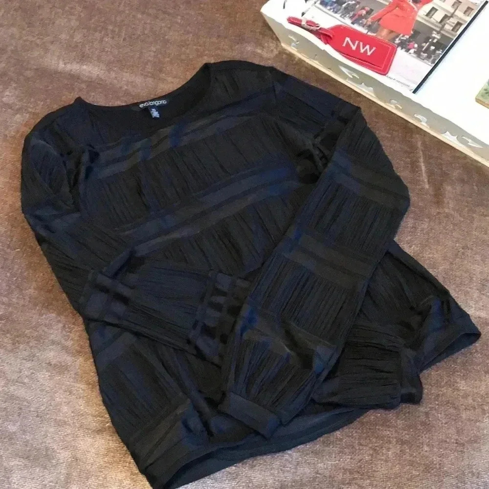 Eva Longoria Black Limited Textured Long Sleeve